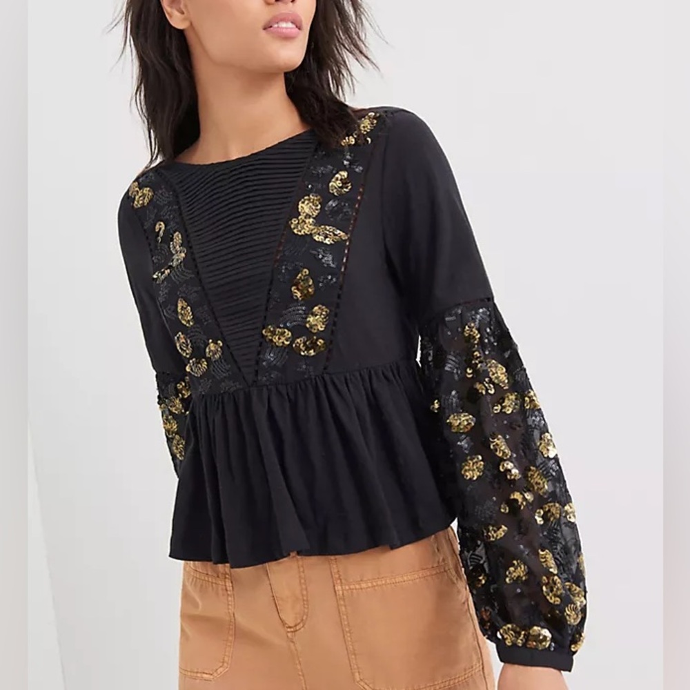 Anthropologie neale sequins top